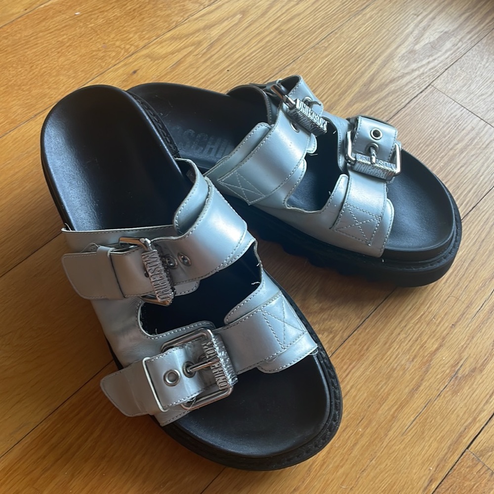 Moschino Buckle Double Strap Sandals - Picture 1 of 6